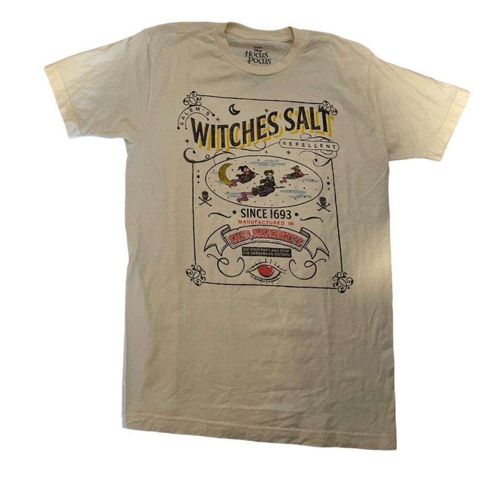 Disney Hocus Pocus Tee Women Medium Witches Cartoon Cotton Graphic T-Shirt Cream